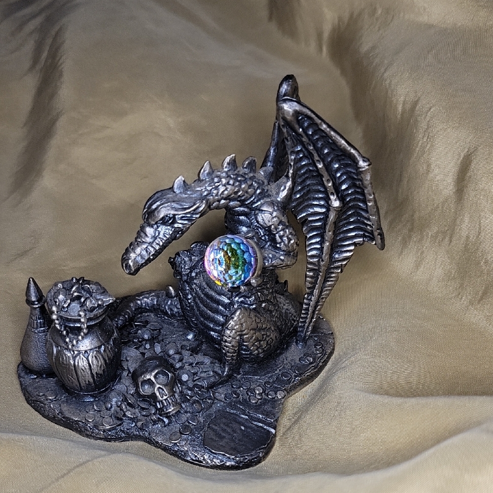 Mystical Dragon Figurine in Silver